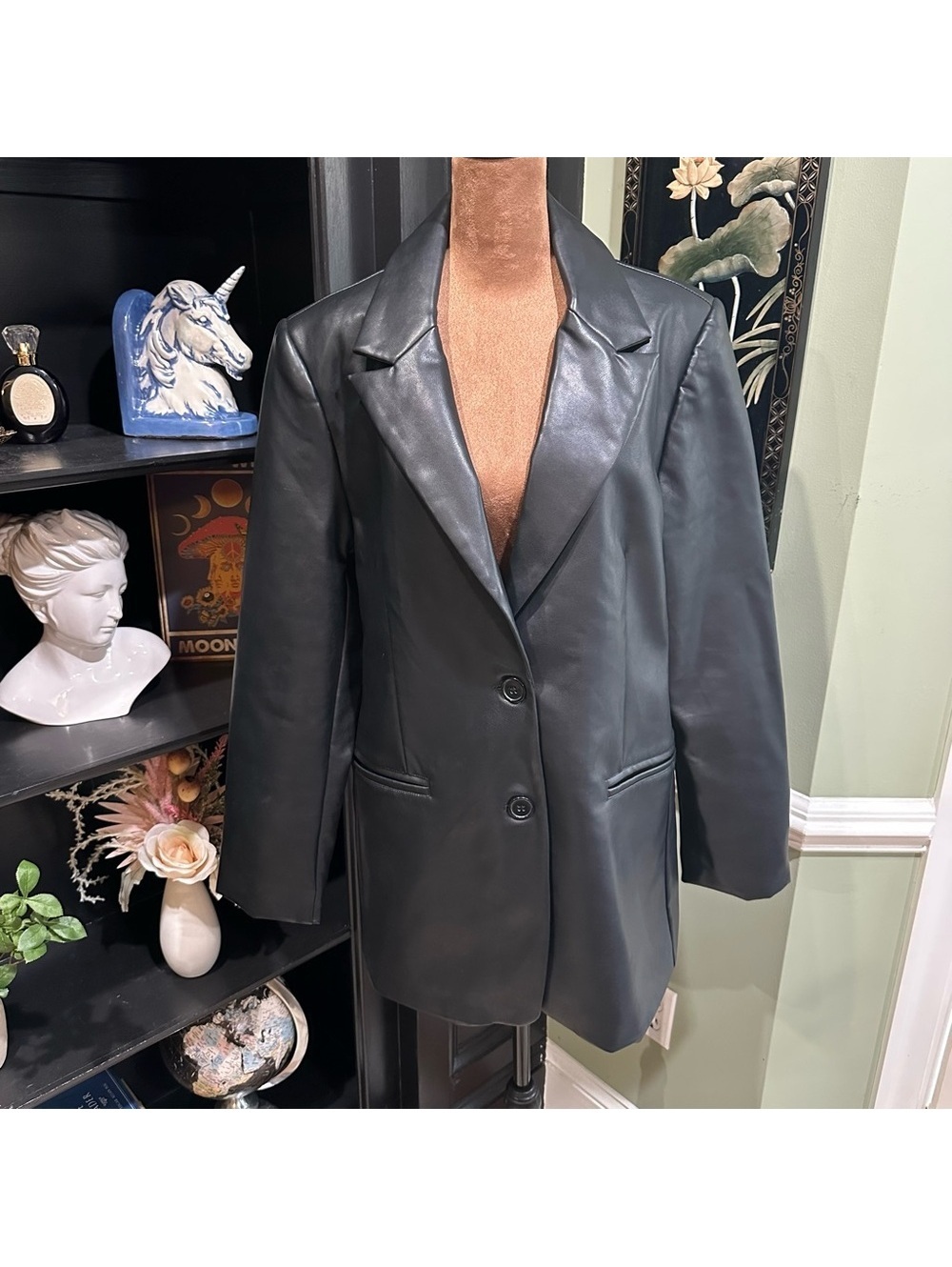 Rebecca Minkoff Faux Leather Black Blazer – Size Medium